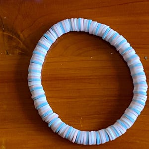 Pastel Blue, Pink, Purple Heishi Bead Bracelet, Cotton Candy Beaded Bracelet, Stretch, Handmade, Clay Bead, Preppy Jewelry, Beach, Summer