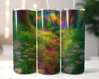 Enchanted Forest Path 2 Tumbler, LGBTQ Support, High Grade Stainless Steel, LGBTQ+ Support, Self-Expression, Protective Layer, Metal Straw