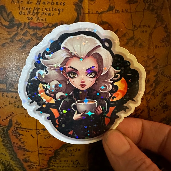 Hocus Focus series"Meet Calista's dreamy enchantments and Dorian's stormy allure. 3" or 4" magical stickers with a cosmic hologram touch.