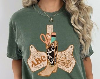 Camiseta vaquera Comfort Colors para maestra: diseño bohemio de vaquera