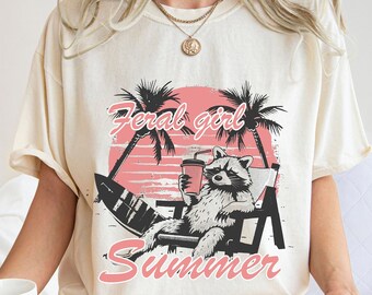 Comfort Colors Raccoon Shirt: Feral Girl Summer Graphic Tee