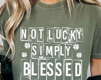 Comfort Colors St Patricks Day Shirt, Blessed Shamrock, Christian Gift