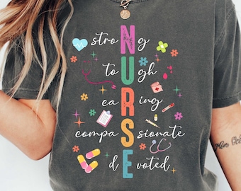 Comfort Colors Retro Nurse Shirt: RN Superhero Tee