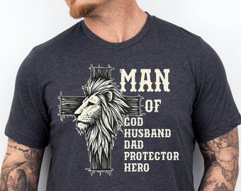 Christian Dad T-Shirt: Lion Hero Bible Verse Gift