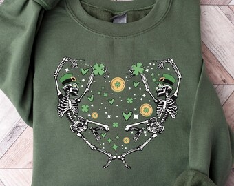 Dancing Skeleton Sweatshirt, Funny St Patricks Day Sweater, Lucky Skeleton Shirt, Irish Gifts, St Pattys Day Shirts, Shamrock Sweatshirt