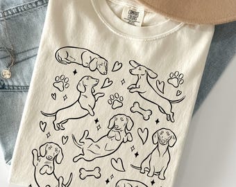 Comfort Colors Dachshund Graphic Tee, Wiener Dog Lover Shirt