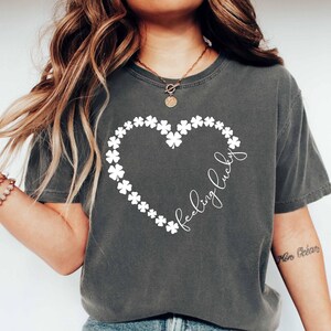 Comfort Colors Feeling Lucky Shirt: Four Leaf Clover St Patricks Day Tee