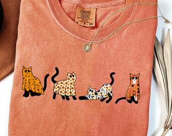 Comfort Colors Halloween Cats T-shirt, Spooky Cat Lover Gift