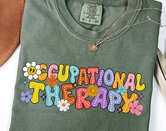 Comfort Colors Occupational Therapy Shirt: Retro Floral OT Tee