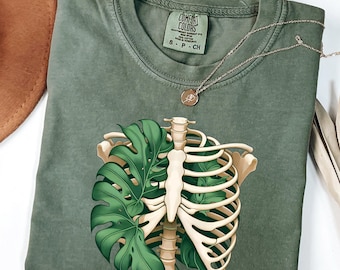 Comfort Colors Skeleton Plant Shirt: Spooky Gardener Tee