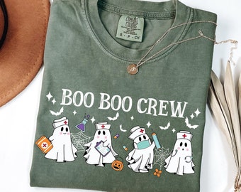Comfort Colors Halloween Nurse Shirt, Spooky Boo Boo Crew Tee