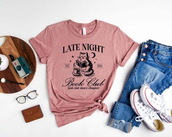 Custom Book Club Shirt: Cat Reading Tee, Cozy Bookworm Gift