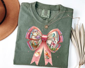 Comfort Colors Easter T-Shirt: Coquette Bow Bunny Peeps Tee