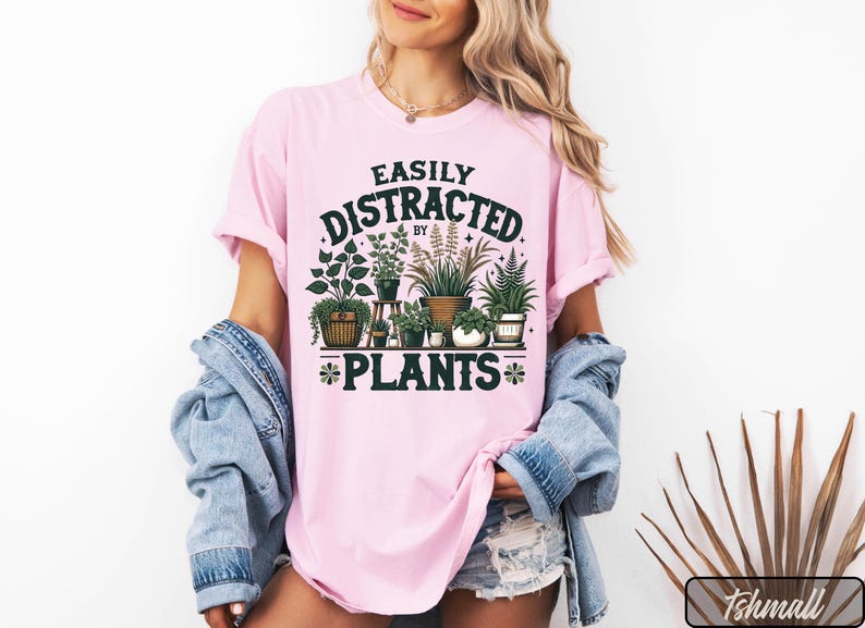 Comfort Colors® Gardening Shirt, Plant Mom Shirt, Fall Crewneck, Plant Lover Gift, Easily Distracted By Plants Shirt, Gift For Plant, Plants