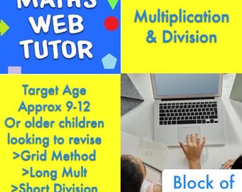 Long Multiplication and Division (Target Age Approx. 9-11) Includes grid and short division
