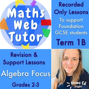 Matemáticas básicas para el GCSE, bloque grabado, ocho lecciones, temas de álgebra, incluye ejercicios tipo examen con respuestas