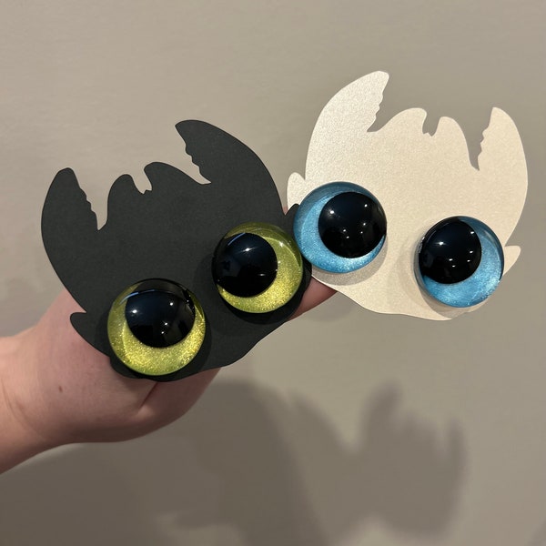 Toothless and Light Fury Safety Eyes - Hand-Painted Color-Shifting for Amigurumi, Taxidermy, Beanie Boos, Plushies