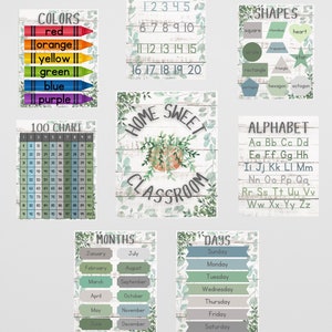 Farmhouse Plants Shiplap Whitewash Home Sweet Classroom Digital Download Class Posters Wall Art Play Room Homeschool Green