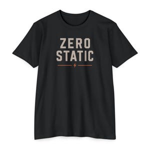 ZERO STATIC T-Shirt - Minimalist Typography Graphic Tee - Retro Lightning Bolt Shirt