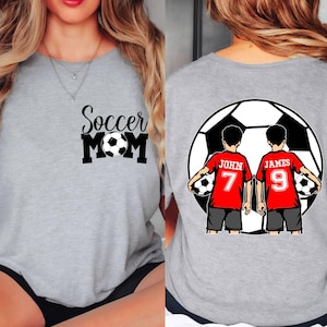 Soccer Mom Shirt With Kids Name & Jersey Number, Cute Soccer Season Mama Shirt, Gift For Soccer Lover Mom Shirt, Mothers Day Gift Soccer Mom