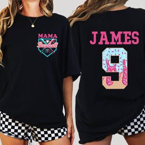 Comfort Colors® Personalized Softball Drip Mama Shirt, Team Mom T Shirt with Kid Name number, ice cream drip tee,Bulk Team Mother&#39;s Day Gift