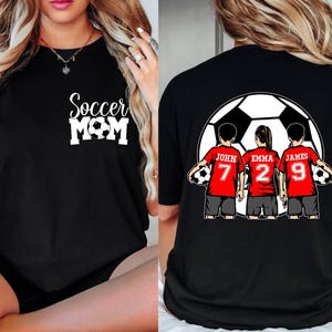 Comfort Colors® Soccer Mom Shirt With Kids Name & Jersey Number, Cute Soccer Season Mama Shirt, Gift For Soccer Lover Mothers Day Gift Shirt