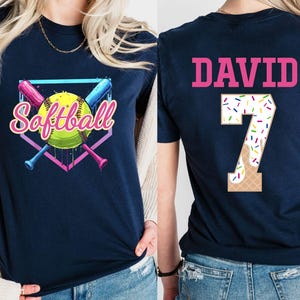 Personalized Softball Drip Mom Shirt, Gift for Mom, ice cream drip tee, Mother&#39;s Day Gift,Custom Softball Mom Shirt,Team Mom Softball Jersey
