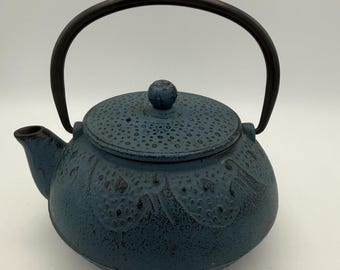 Blue Cast Iron Teapot — Traditional Japanese Style with Infuser