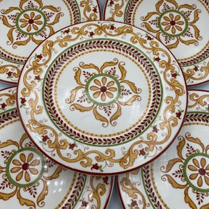 World Market Lunch Salad Plates &quot;Lisbon&quot; Pattern; Stoneware Made in Portugal; Discontinued; Sold Individually; 8.25&quot;