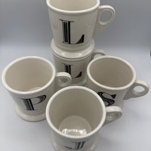 Anthropologie Monogram Mug – Letters J, L, L, P, S – White Stoneware Initial Mugs image 2