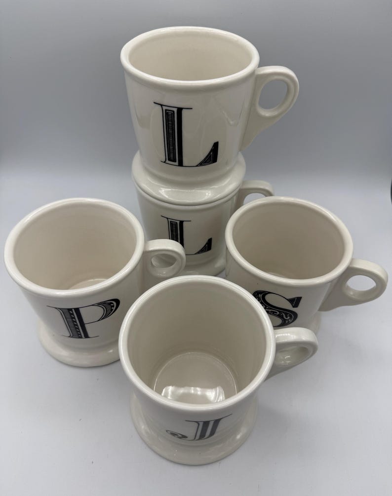 Anthropologie Monogram Mug – Letters J, L, L, P, S – White Stoneware Initial Mugs image 2