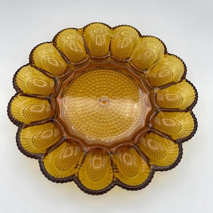 Deviled Egg Relish Serving Platter; Vintage Indiana Glass; Vintage Egg Relish Tray; Hobnail Pattern; Retro Kitchenware; Easter Dinner