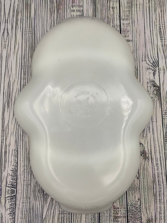 Fire King Milk Glass Divided Anchor Hocking Dish With Gold