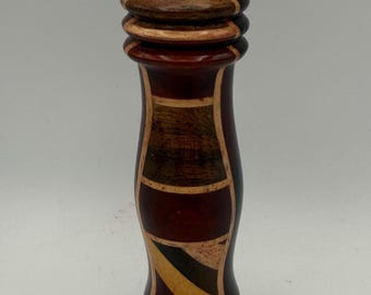 Vintage Wooden Kaleidoscope Handmade Turned Wood Toy Decorative Desk Accessory Inlaid Exotic Wood 4.5 Inch