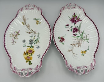 Twos Company Wall Hanging Plates - Floral Porcelain Wall Plaques - Cottagecore Wall Decor - Set of 2