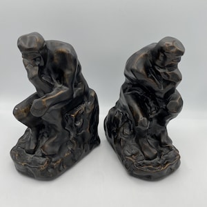 Barnes & Nobles Thinking Man Statue Bookends 1999; Rodin&#39;s The Thinker Bronze Bookends; Office/Library Decor; Man Cave Decor; Classic Art