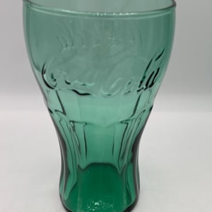 Coca Cola Classic Drinking Glasses Green; Darker Green Coke Glasses; Collectible Glassware; 6&quot; Tall; Individually Priced