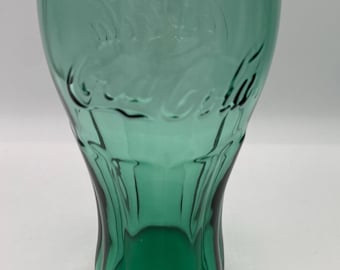 Coca Cola Classic Drinking Glasses Green; Darker Green Coke Glasses; Collectible Glassware; 6" Tall; Individually Priced