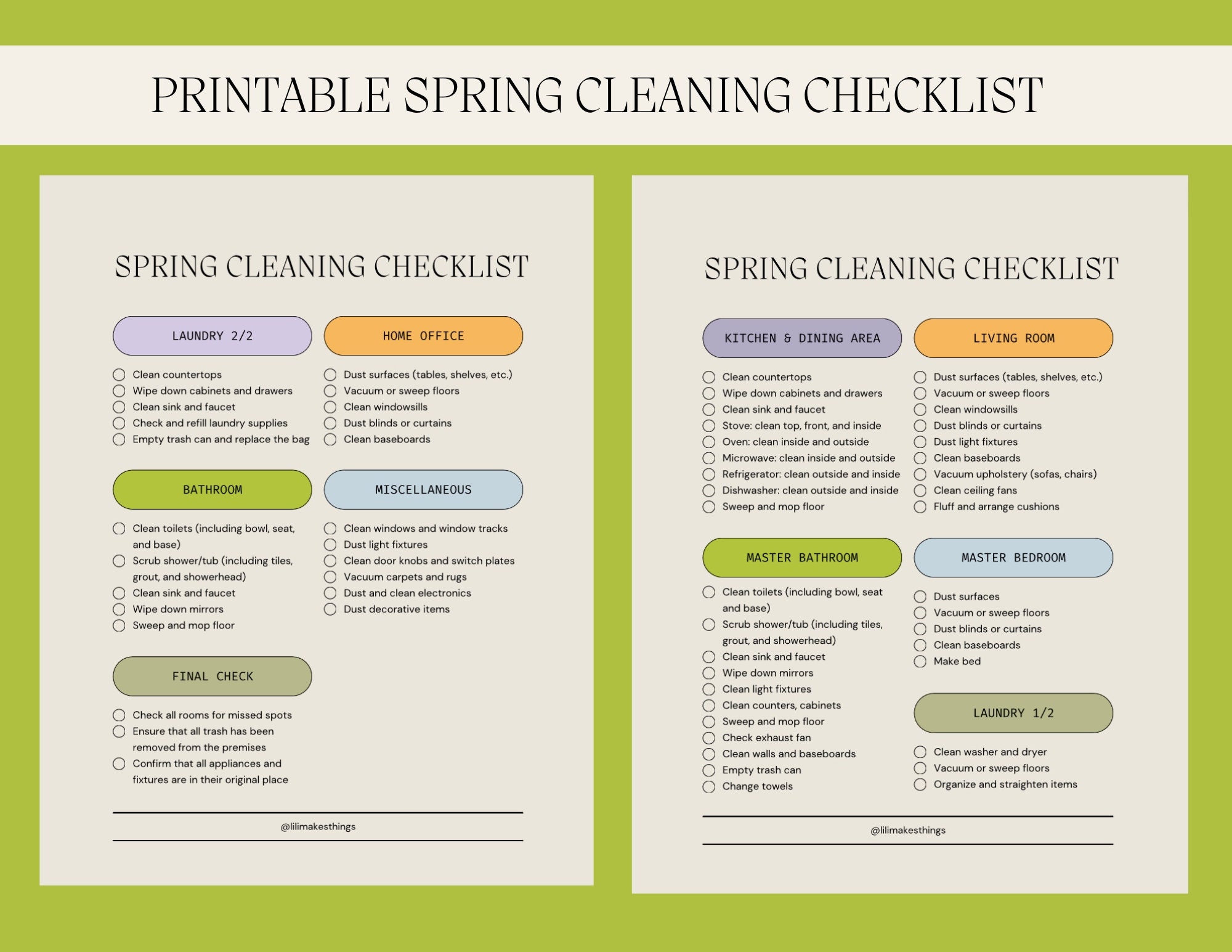 Printable Spring Cleaning Checklist - Etsy