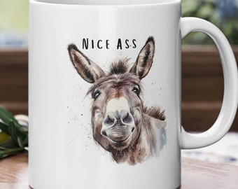 Nice Ass-Mug, funny mug, Donkey Art, Coffee Mug, Ceramic Mug, Donkey, Donkey Illustration