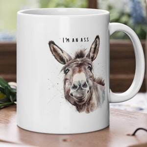 Ich bin ein Esel Becher, lustige Tasse, Esel Kunst, Teebecher, Keramikbecher, Esel, Esel Illustration