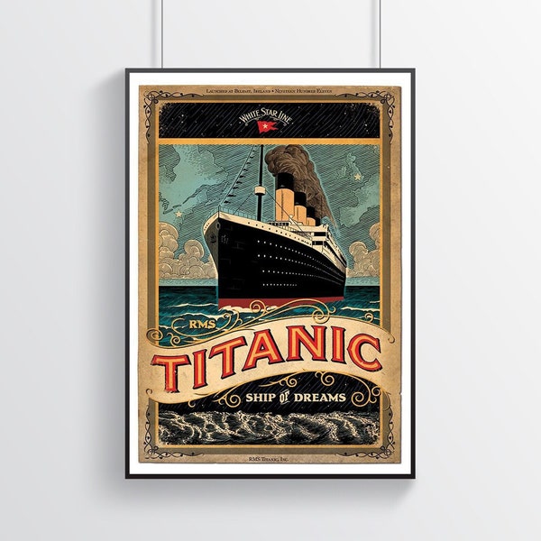 Affiche du Titanic | Affiche de film | affiche romantique | Amateurs de musique | Décoration d'intérieur | Décoration murale | Art mural célèbre | affiche vintage | Affiche numérique