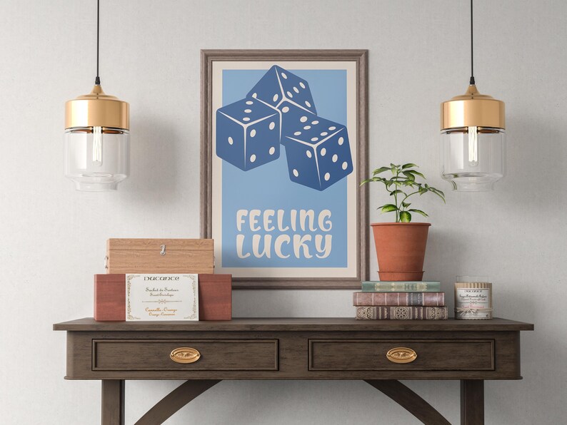 Feeling Lucky Lucky Poster Poster Digital Poster Vintage Poster Home
