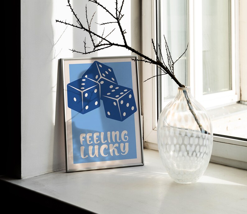 Feeling Lucky Lucky Poster Poster Digital Poster Vintage Poster Home