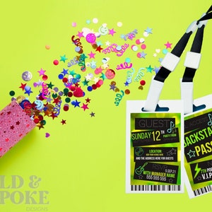 VIP Rock Star Backstage Pass Birthday Invitation Editable Template
