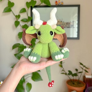 Forest Mushroom Snuggle Dragon: Handmade Amigurumi Plushie