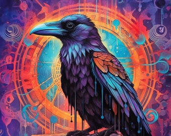 Crow shamanic psychedelic art