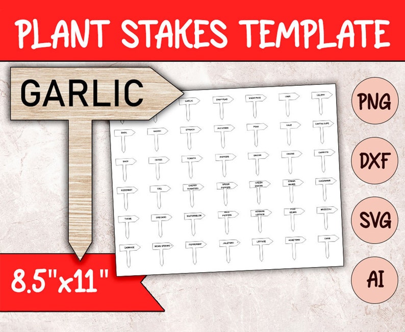 Stake Names Garden Pick SVG, Plant Stakes Template Sublimation, Plant Labels, DXF ...