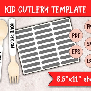 Kid Cutlery Template, Kid Cutlery Sublimation Template Svg, Dxf, Png, Digital Download