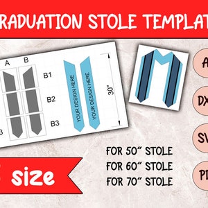 Graduation Stole Template, Stole Template Svg, Canva, Dxf